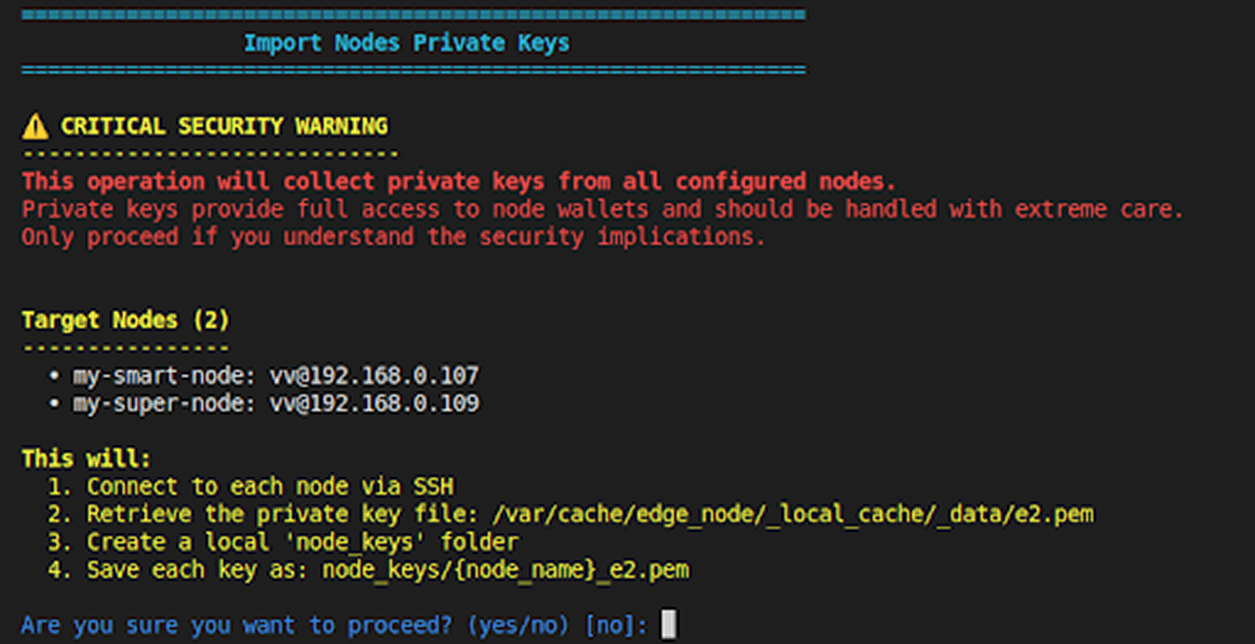 Import private keys