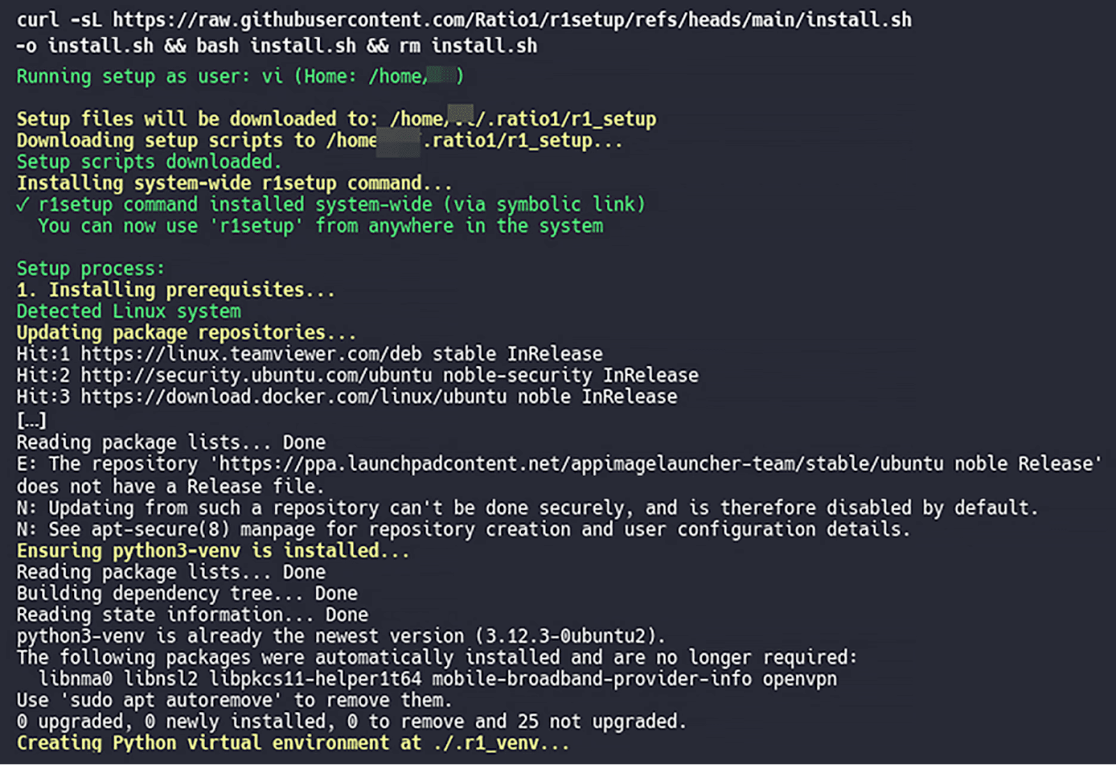 Install r1setup
