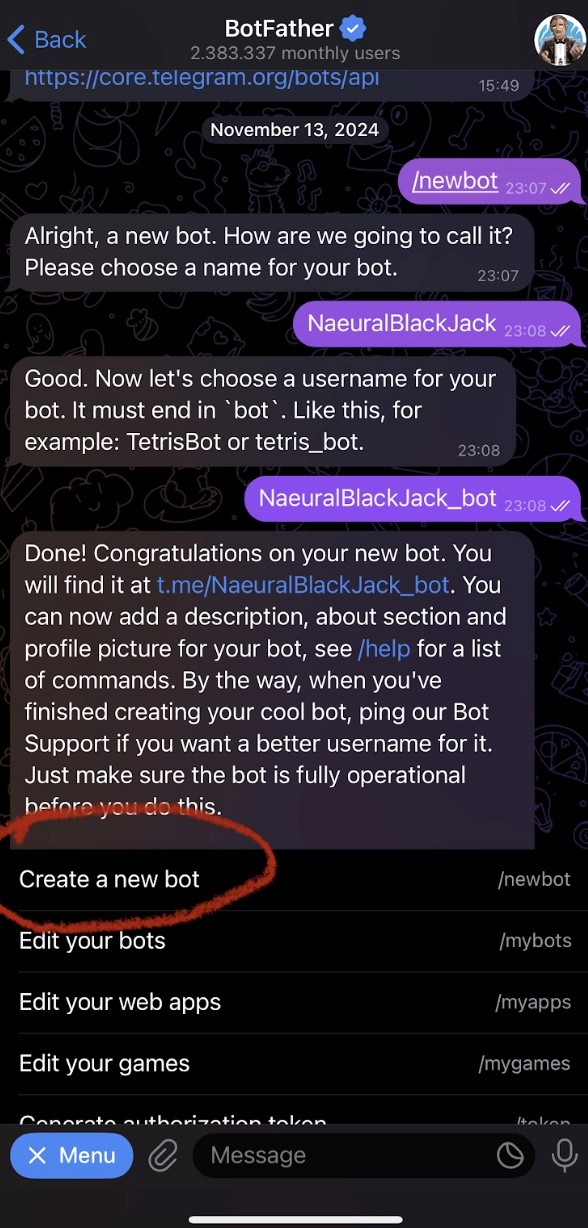 Screenshot Telegram Bot